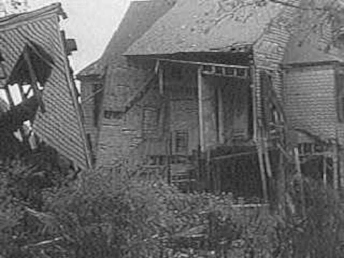 damaged house debris1980s 1990s A4 Photo Print