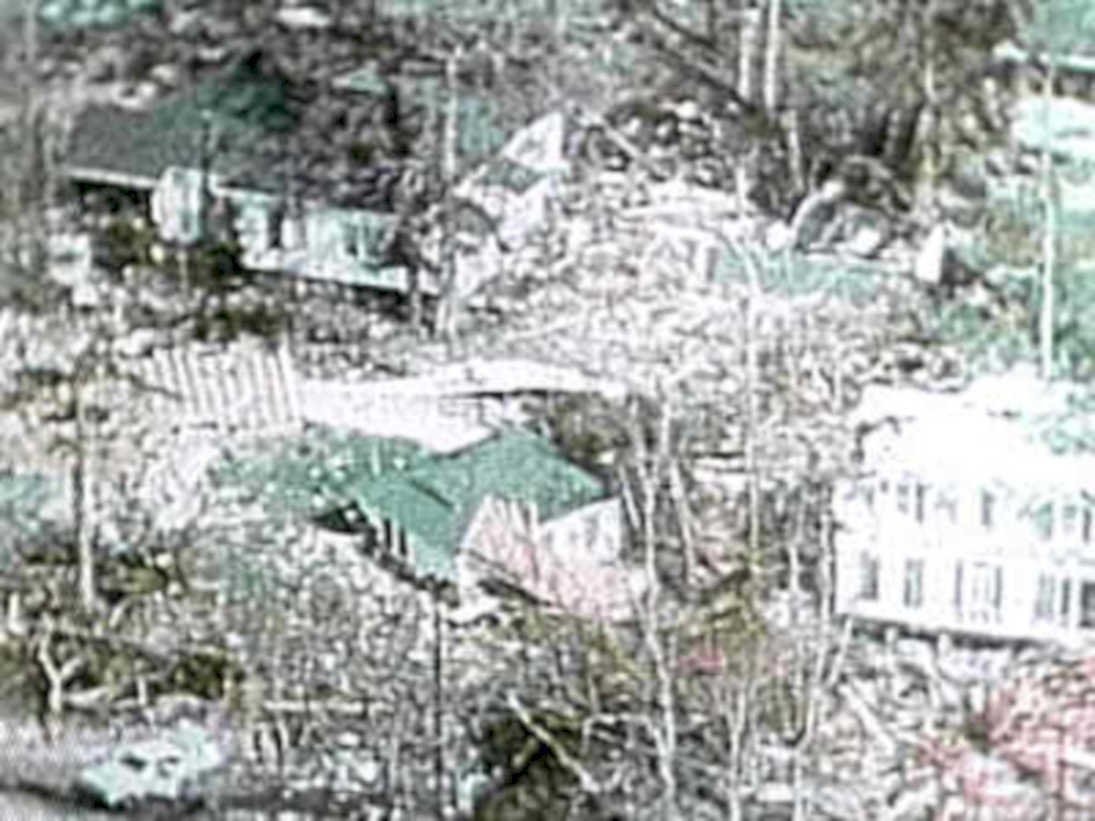 damaged houses debris1980s 1990s A4 Photo Print
