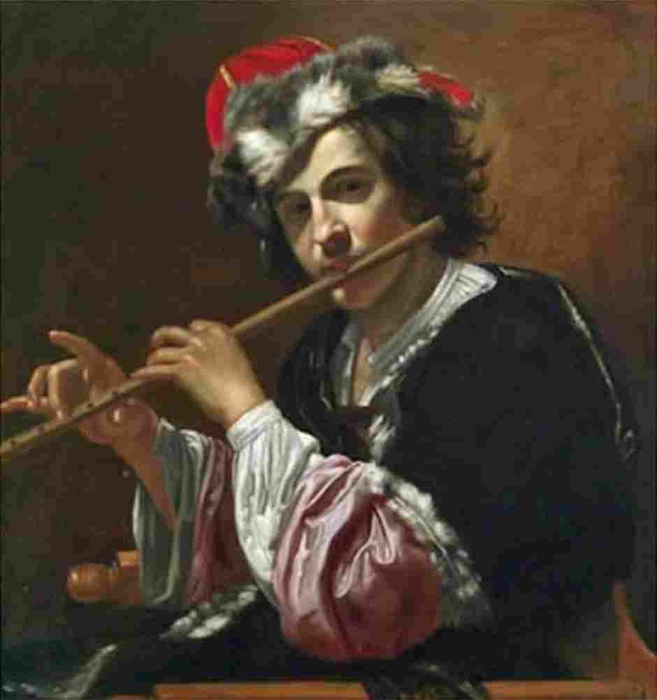 dandini vincenzo the flute player Art A4 Photo Print
