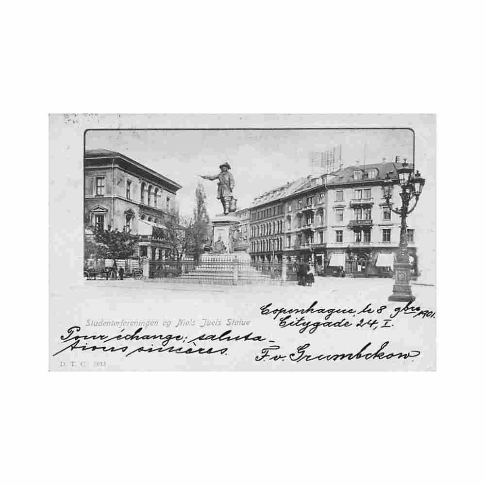 danmark kobenhavn studenterforeningen og niels juels statue dtc 7613 Vintage A4 Photo Print