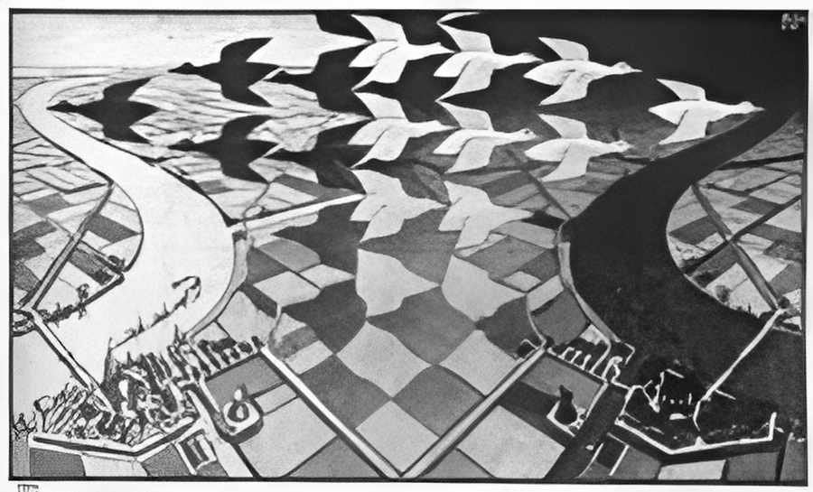 day and night mc escher 1938 A4 Photo Print