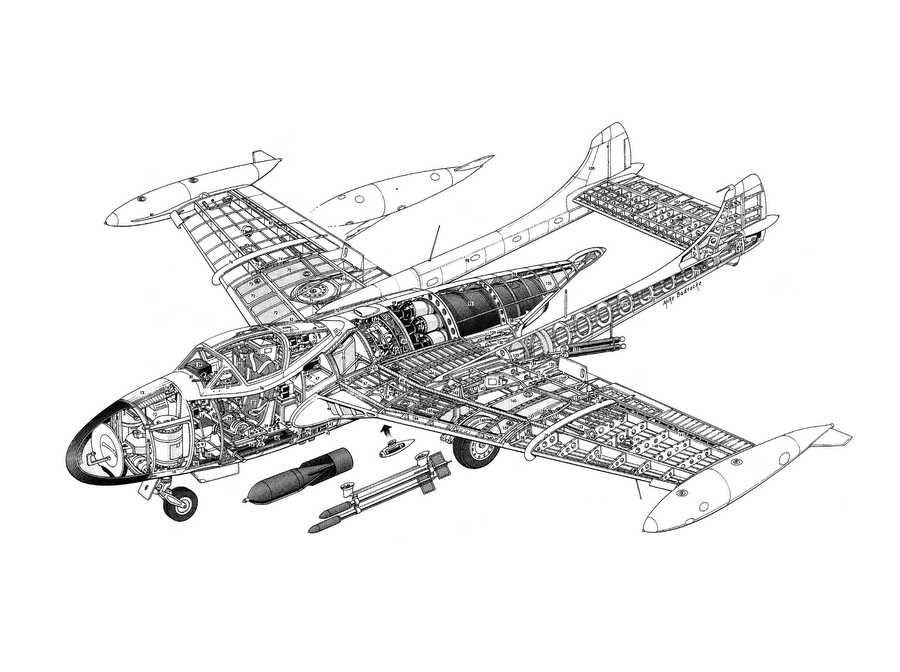 de Havilland Sea Venom cutaway A4 Photo Print