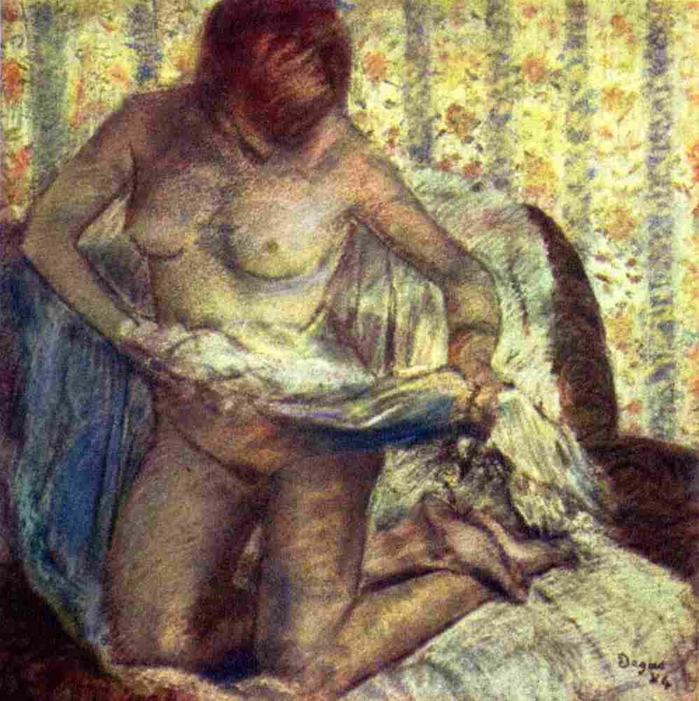 deg Kneeling Woman Pastell Art A4 Photo Print