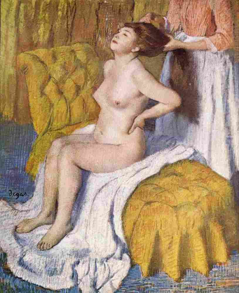 deg Woman Having Her Hair Combed Art A4 Photo Print
