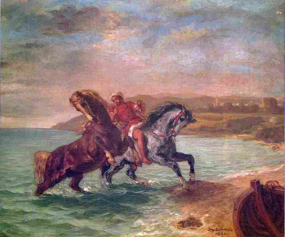 dela Horses Emerging from the Sea Art A4 Photo Print