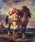dela Moroccan Saddling his Horse Art A4 Photo Print