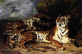 dela Young Tiger Playing with its Mother Art A4 Photo Print