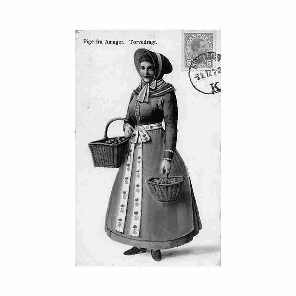 denmark danish costumes pige fra amager torvedragt Vintage A4 Photo Print