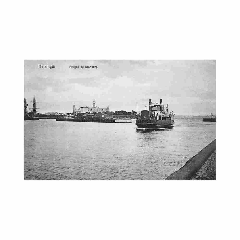 denmark helsingor faergen og kronborg ferry boat Vintage A4 Photo Print
