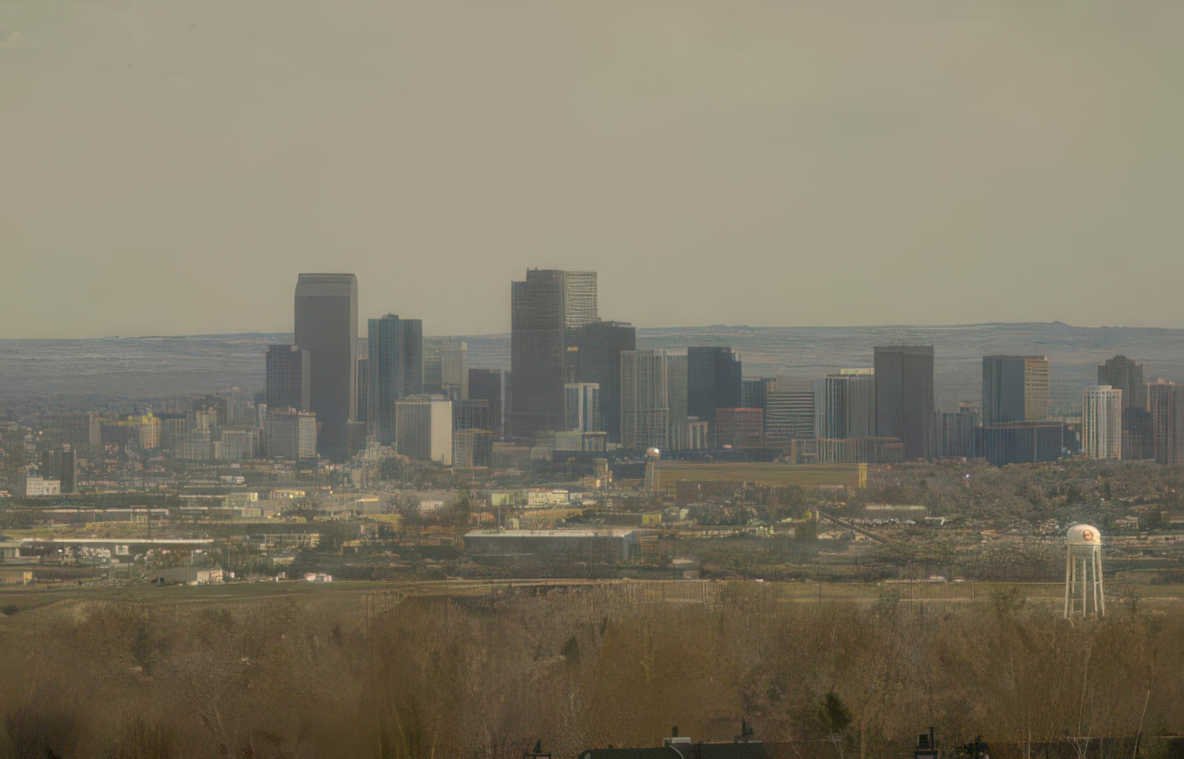 denver skyline cityscape Vintage A4 Photo Print