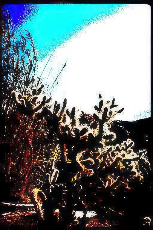 desert cacti mountains Vintage A4 Photo Print