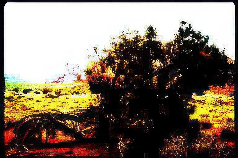desert sunset trees Vintage A4 Photo Print