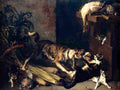 desportes dog and a cat fighting in a kitchen interior Art A4 Photo Print