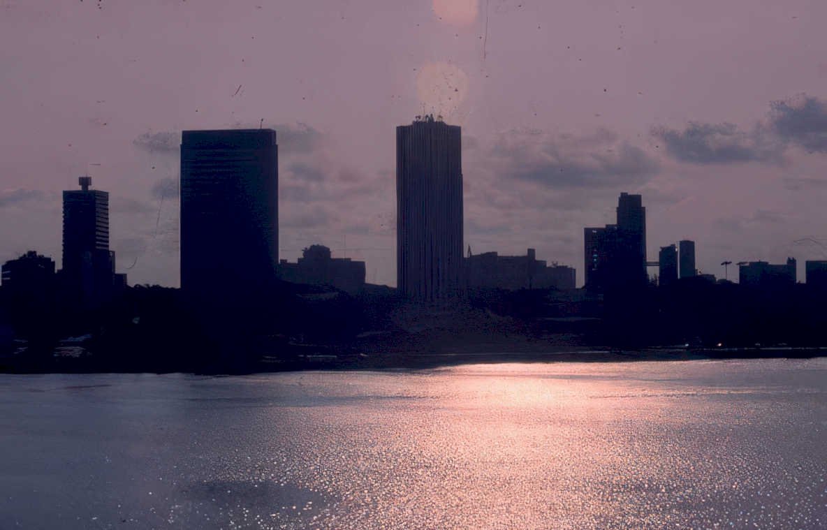 detroit skyline sunset Vintage A4 Photo Print