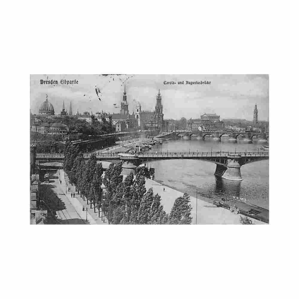 deutschalnd dresden elbpartie carola und augustusbrucke Vintage A4 Photo Print
