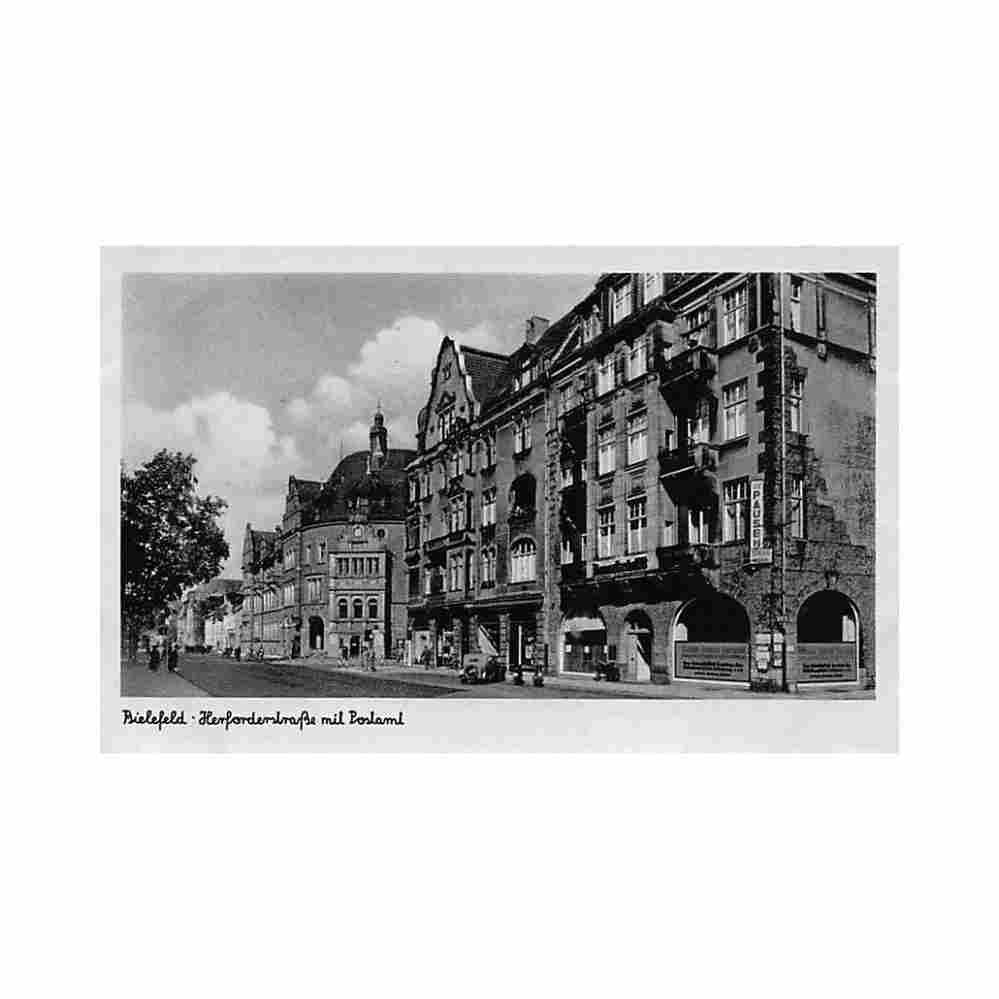 deutschland bielefeld nw herforderstrasse mit postamt verlag schoning co lubeck Vintage A4 Photo Print