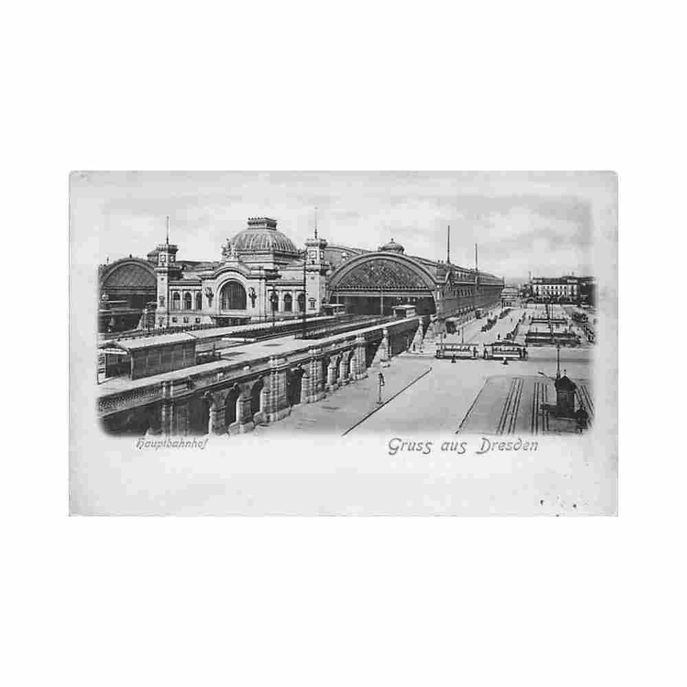 deutschland dresden hauptbahnhof Vintage A4 Photo Print