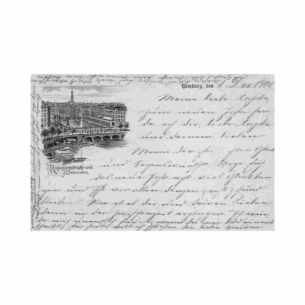deutschland hamburg hh reesendammbrucke und alsterarkaden litho 1900 Vintage A4 Photo Print