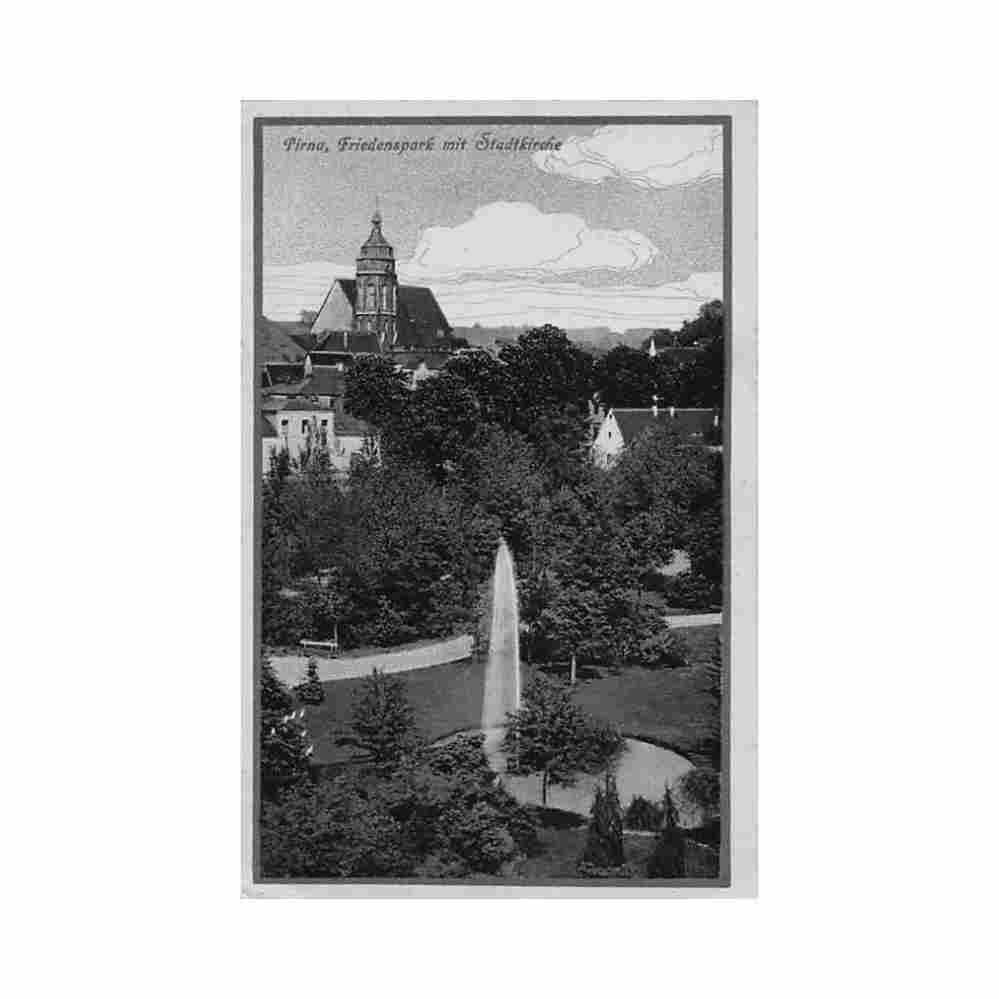 deutschland pirna sn friedenspark mit stadtkirche Vintage A4 Photo Print