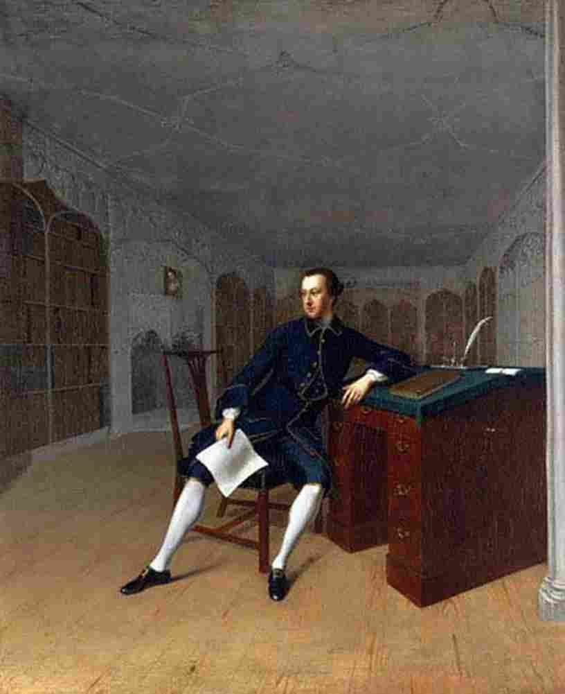 devis Sir Roger Newdigate in the Library at Arbury Art A4 Photo Print