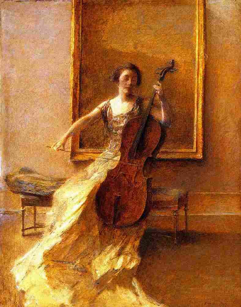 dewing Lady with a Cello Art A4 Photo Print