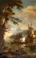 diest bay with camels in the foreground Art A4 Photo Print