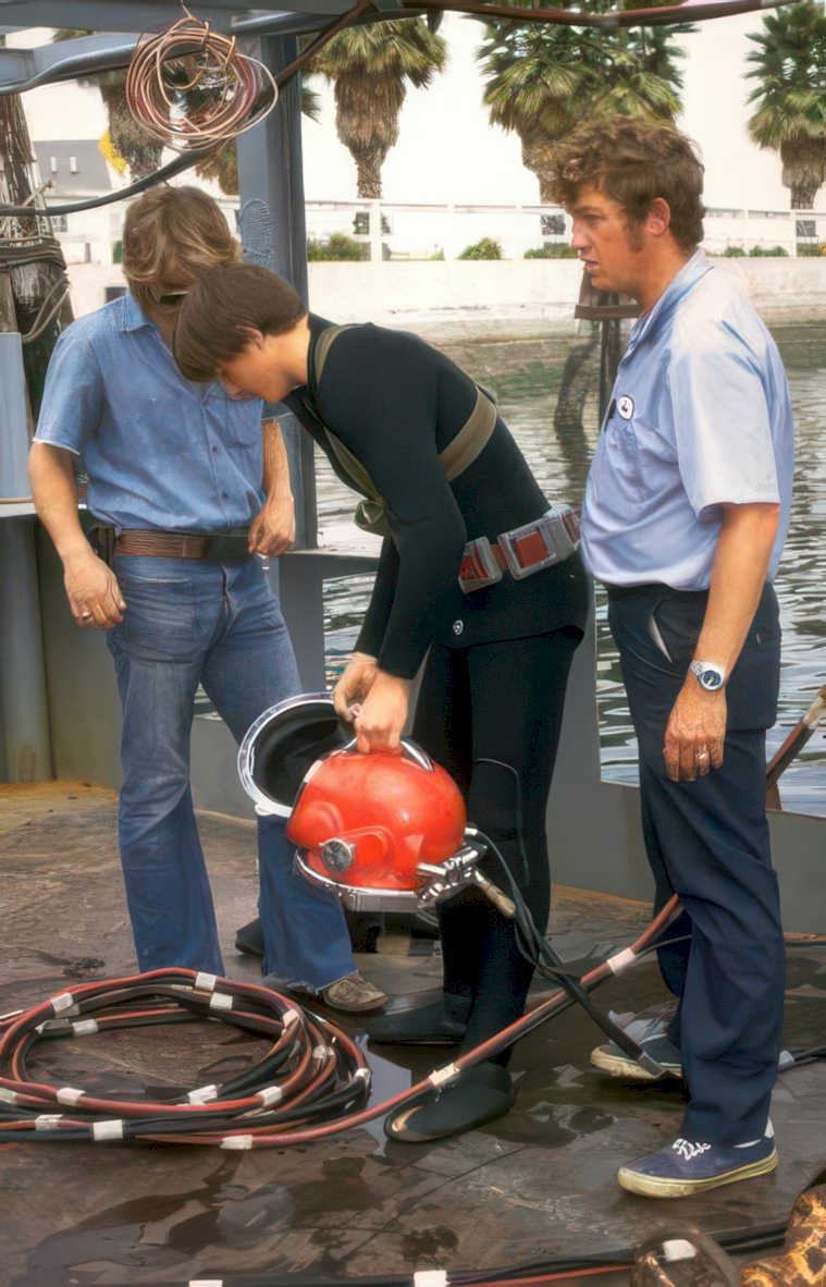 dive helmet inspection Vintage A4 Photo Print