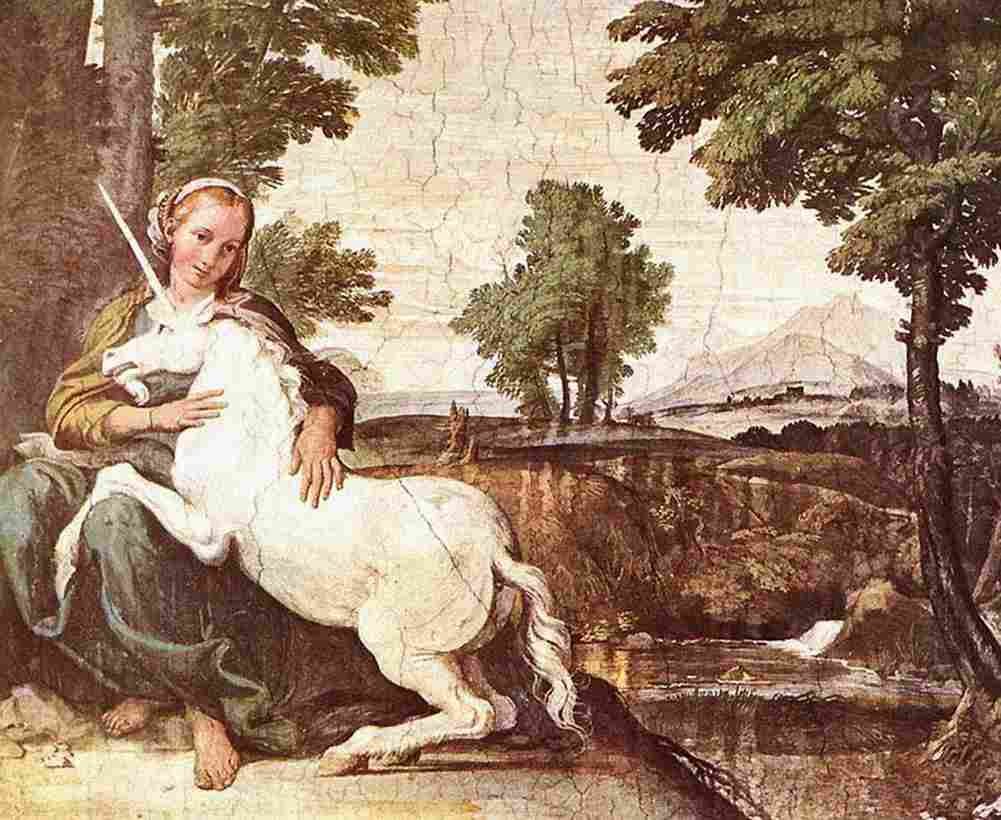 dome A Virgin with a Unicorn Art A4 Photo Print