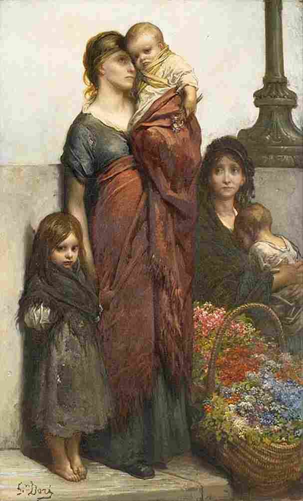 dore Flower Sellers of London Art A4 Photo Print