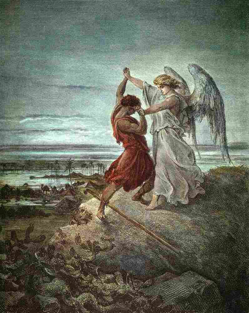 dore Jacob Wrestling with the Angel Art A4 Photo Print