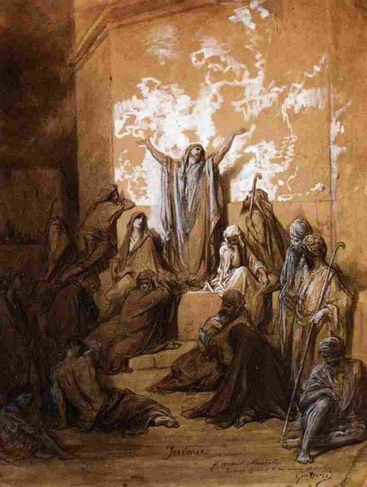 dore Jeremiah Preaching to His Followers Art A4 Photo Print