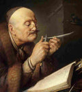 dou scholar sharpening a quill pen Art A4 Photo Print