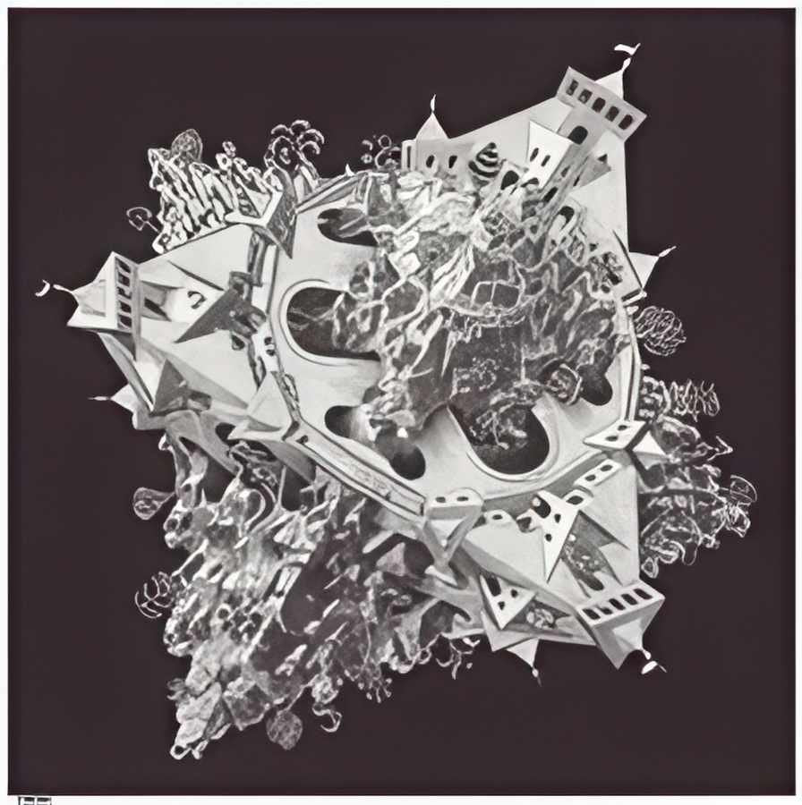 double planetoid mc escher 1949 A4 Photo Print