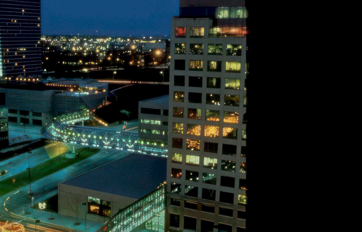 downtown office night Vintage A4 Photo Print