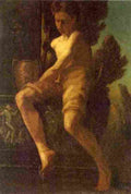 dra Boy Seated by a Fountain Art A4 Photo Print
