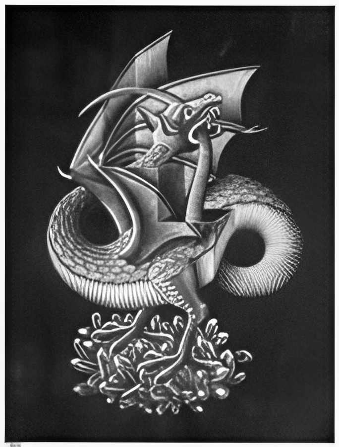 dragon mc escher A4 Photo Print