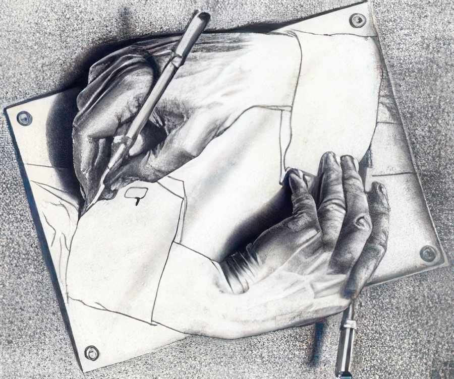 drawing hands mc escher 1948 s2 A4 Photo Print