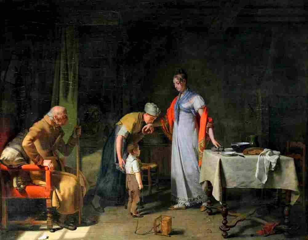 drolling young woman rescuing an unhappy family Art A4 Photo Print