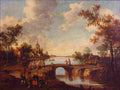 droochsloot figures on a bridge outside a village Art A4 Photo Print