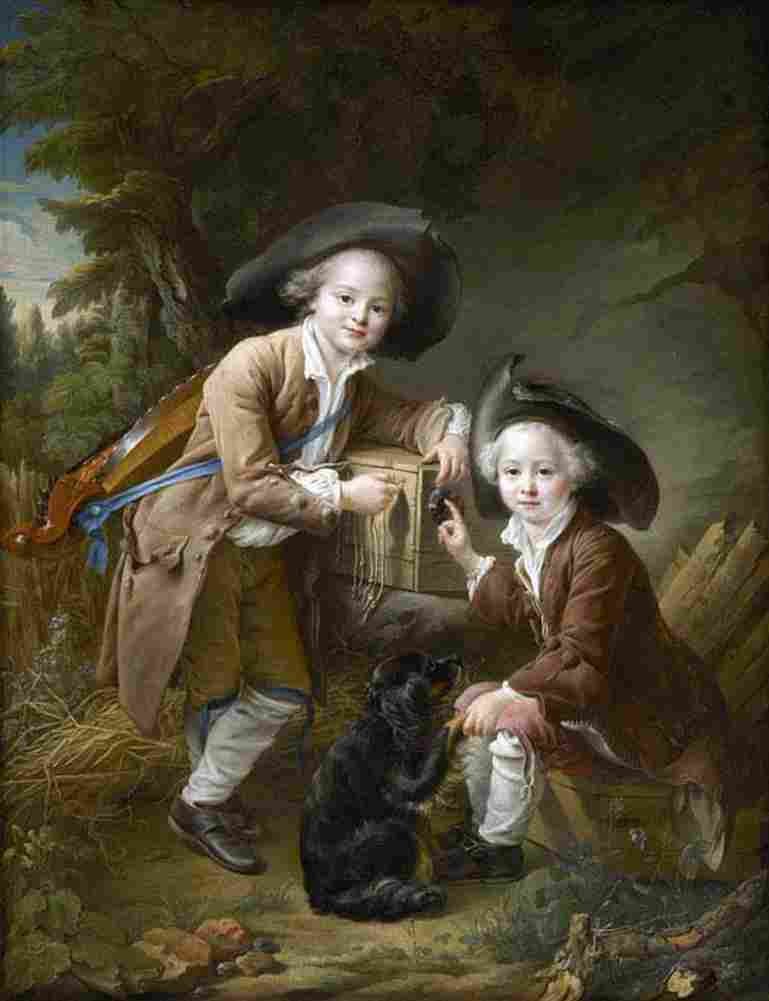 drouais the comte and chevalier de choiseul as savoyards Art A4 Photo Print