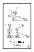 drum kick patent print white A4 Photo Print