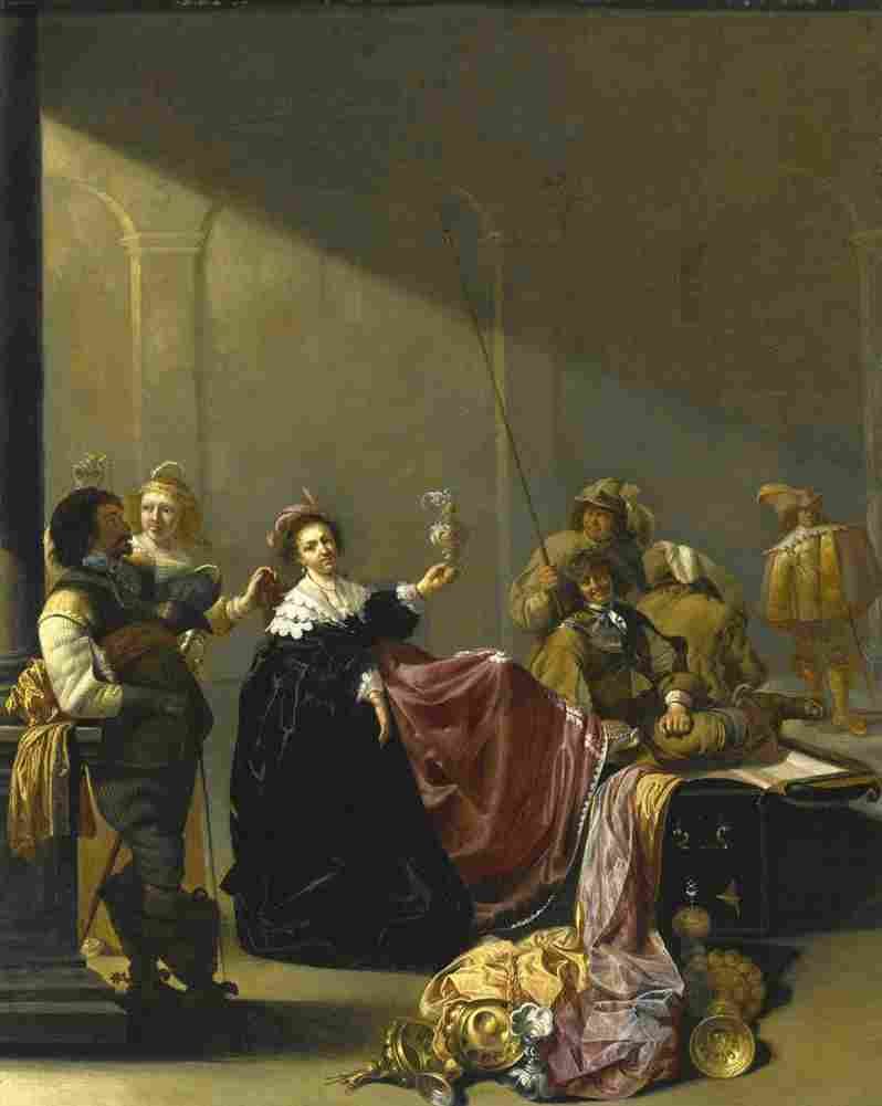 duck a guardroom interior with a seated woman amongst plunder Art A4 Photo Print