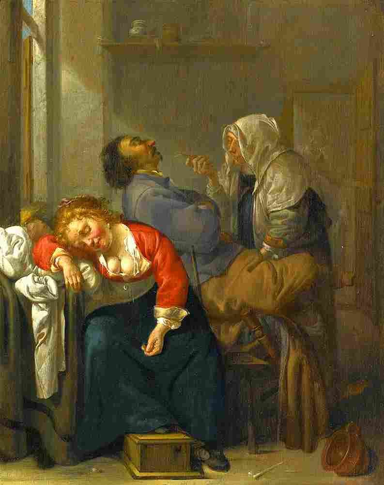 duck bordello scene with sleeping couple Art A4 Photo Print
