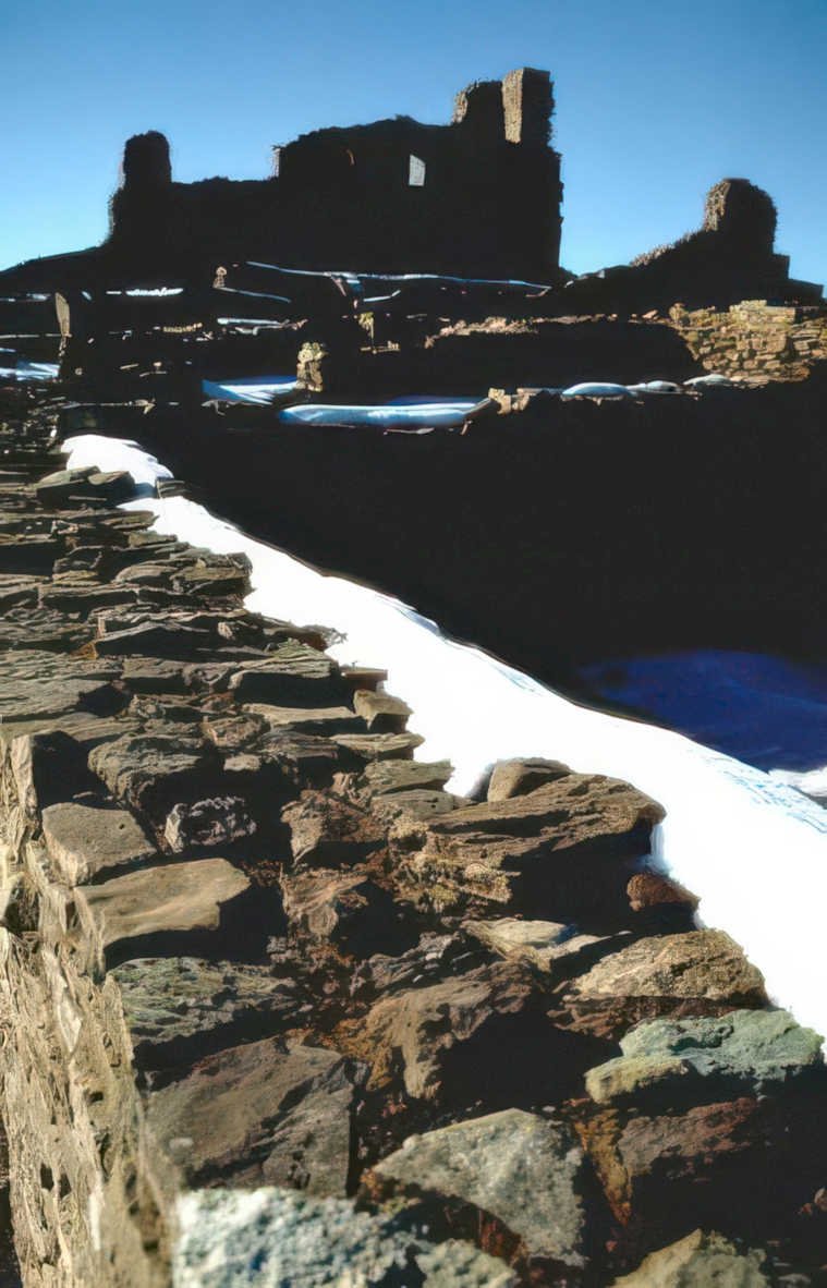dunstanburgh castle snow Vintage A4 Photo Print