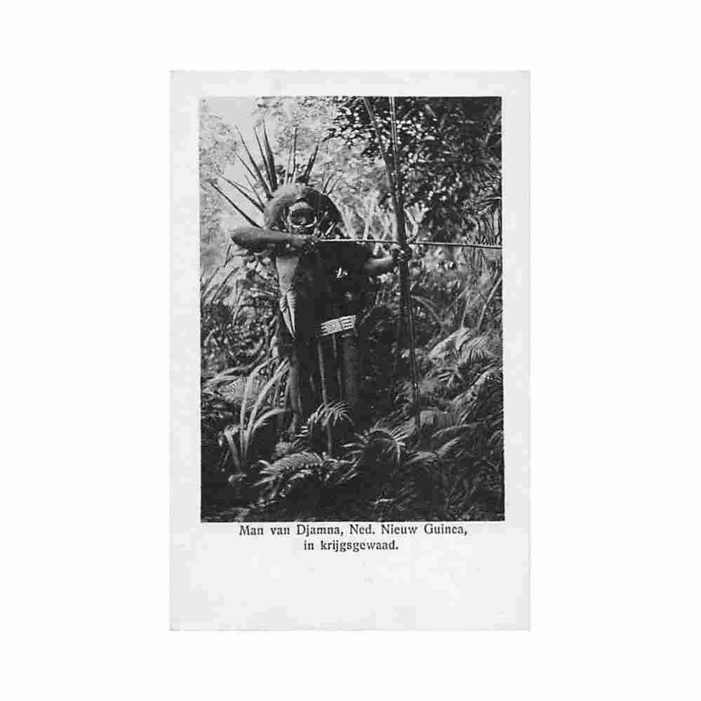 dutch new guinea native warrior from djamna with bow and arrows Vintage A4 Photo Print