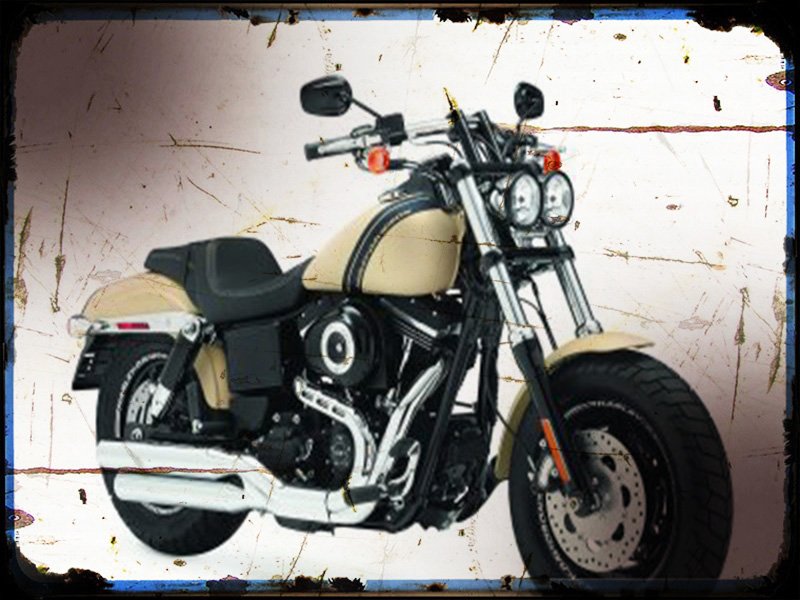 dyna fat bob A4 Photo Print Motorbike Vintage Aged