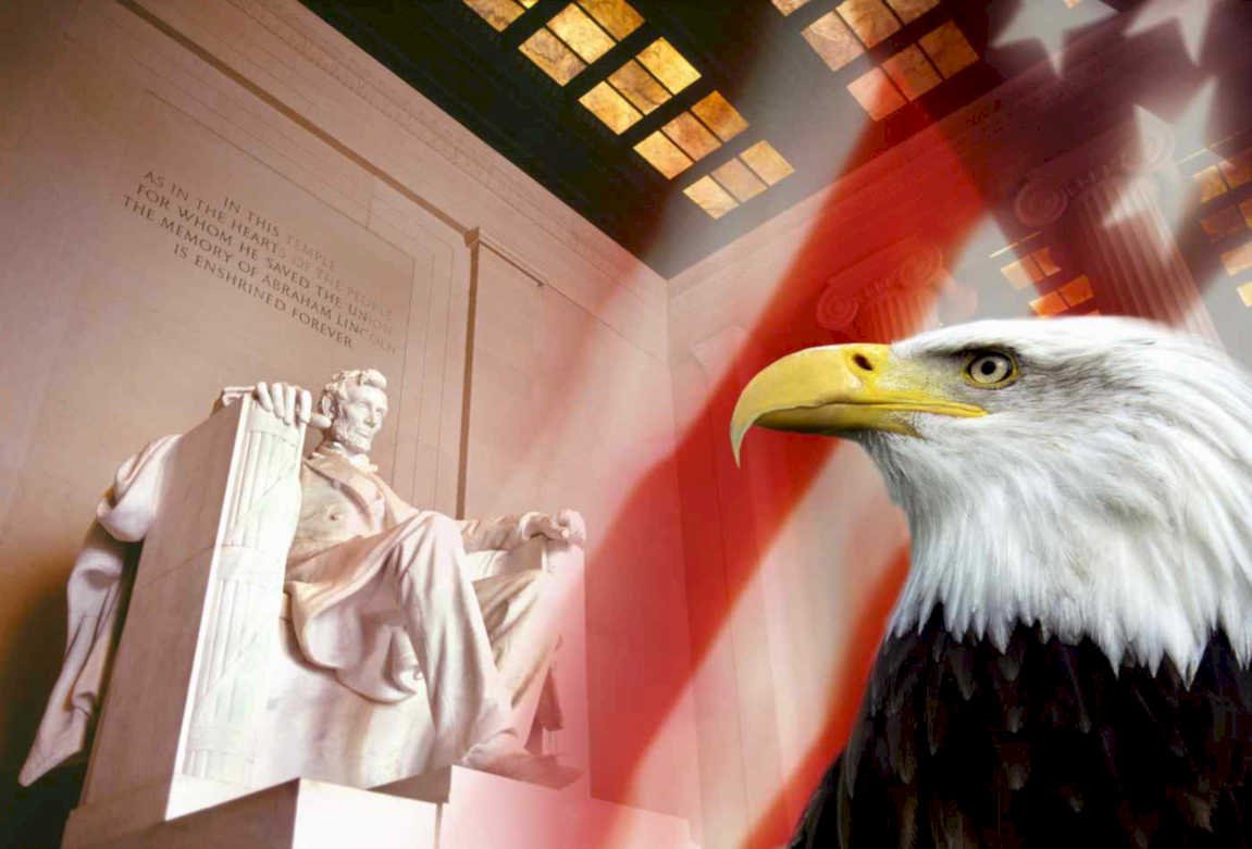 eagle memorial lincoln Flags1980s A4 Photo Print
