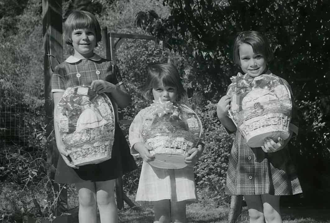 easter girls baskets Vintage world war A4 Photo Print