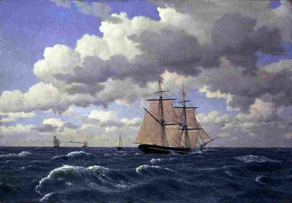 eck A Brig Under Sail in Fair Weather Art A4 Photo Print