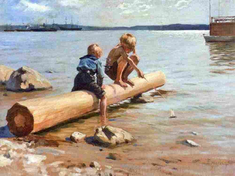 edel Boys Playing Art A4 Photo Print